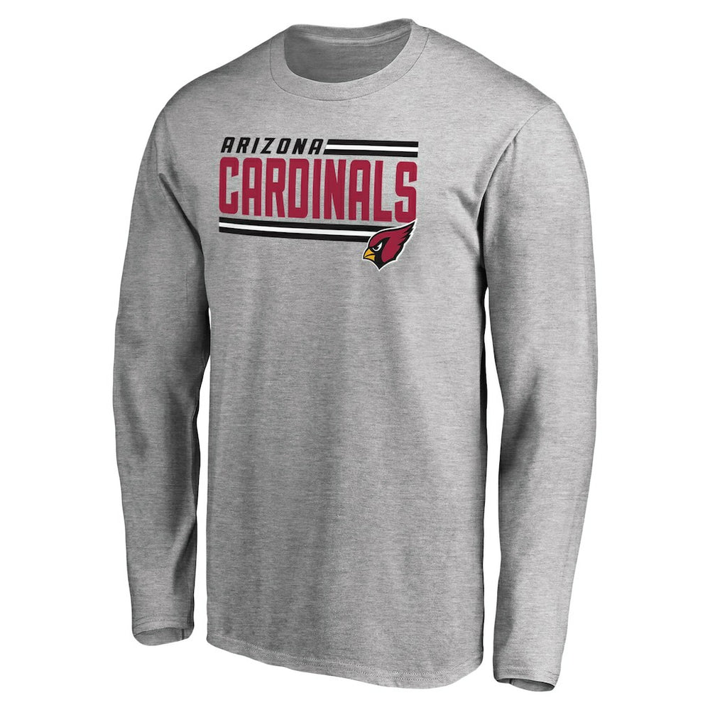 Arizona Cardinals Iconic Collection On Side Stripe Long Sleeve T-Shirt - Ash - NFL