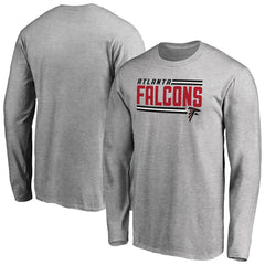Atlanta Falcons Iconic Collection On Side Stripe Long Sleeve T-Shirt - Ash - NFL