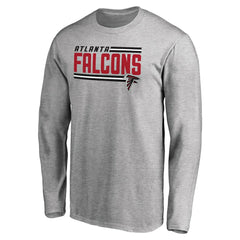 Atlanta Falcons Iconic Collection On Side Stripe Long Sleeve T-Shirt - Ash - NFL