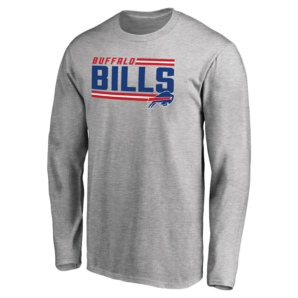 Buffalo Bills Iconic Collection On Side Stripe Long Sleeve T-Shirt - Ash - NFL
