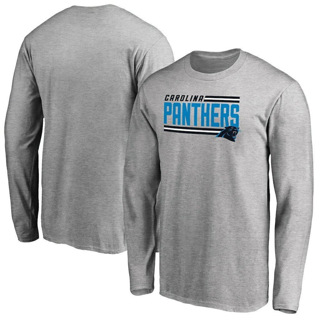 Carolina Panthers Iconic Collection On Side Stripe Long Sleeve T-Shirt - Ash - NFL