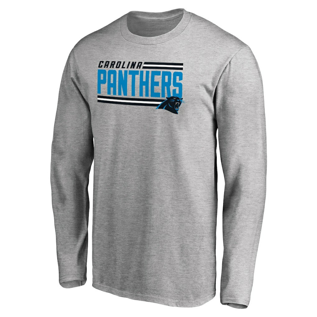 Carolina Panthers Iconic Collection On Side Stripe Long Sleeve T-Shirt - Ash - NFL