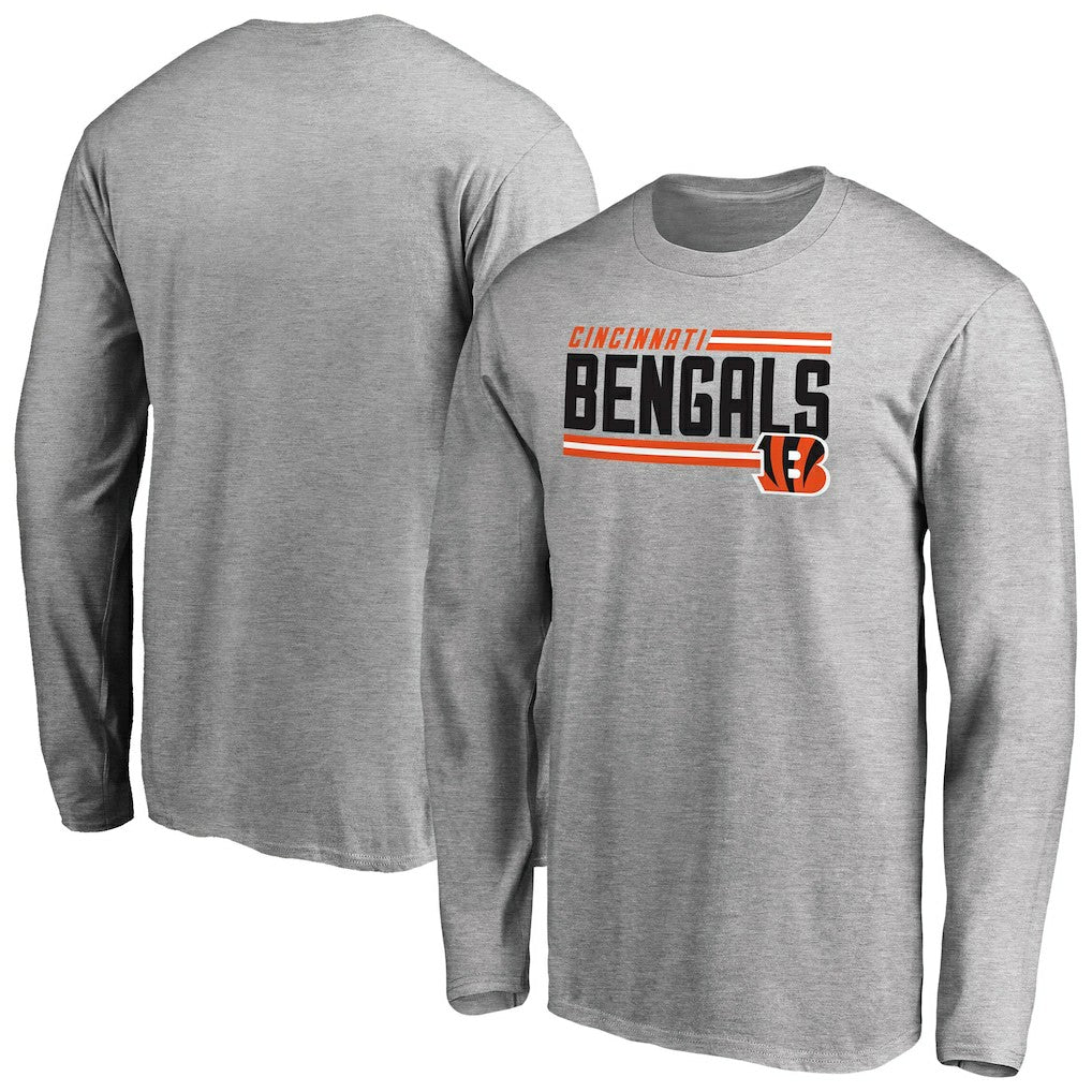 Cincinnati Bengals Iconic Collection On Side Stripe Long Sleeve T-Shirt - Ash - NFL
