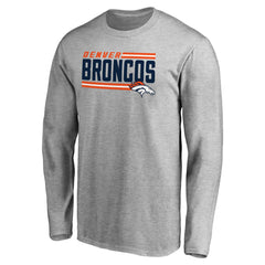 Denver Broncos Iconic Collection On Side Stripe Long Sleeve T-Shirt - Ash - NFL