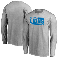 Detroit Lions Iconic Collection On Side Stripe Long Sleeve T-Shirt - Ash - NFL