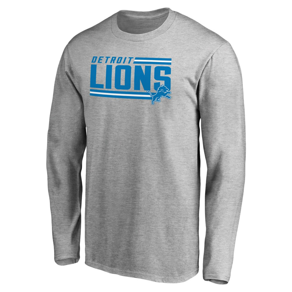 Detroit Lions Iconic Collection On Side Stripe Long Sleeve T-Shirt - Ash - NFL