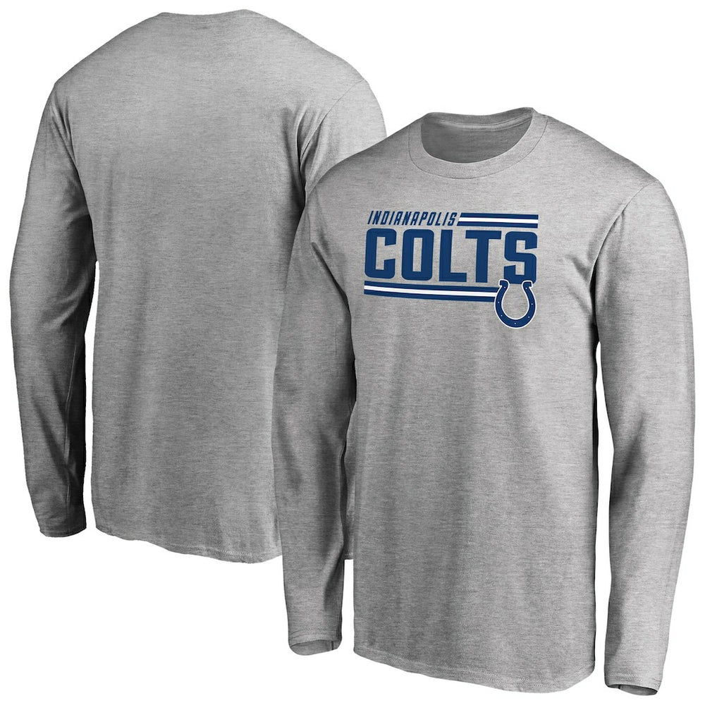 Indianapolis Colts Iconic Collection On Side Stripe Long Sleeve T-Shirt - Ash - NFL
