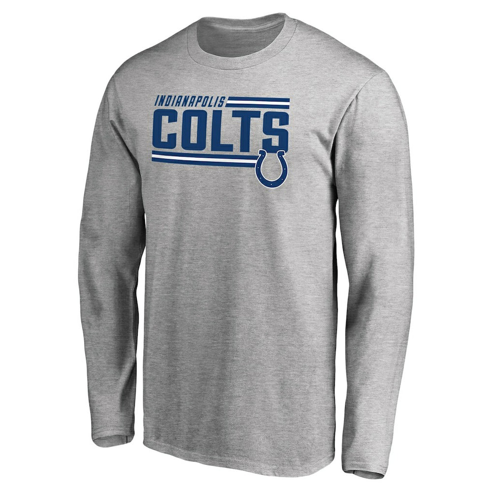 Indianapolis Colts Iconic Collection On Side Stripe Long Sleeve T-Shirt - Ash - NFL