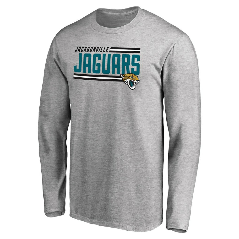 Jacksonville Jaguars Iconic Collection On Side Stripe Long Sleeve T-Shirt - Ash - NFL