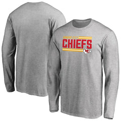 Kansas City Chiefs Iconic Collection On Side Stripe Long Sleeve T-Shirt - Ash - NFL