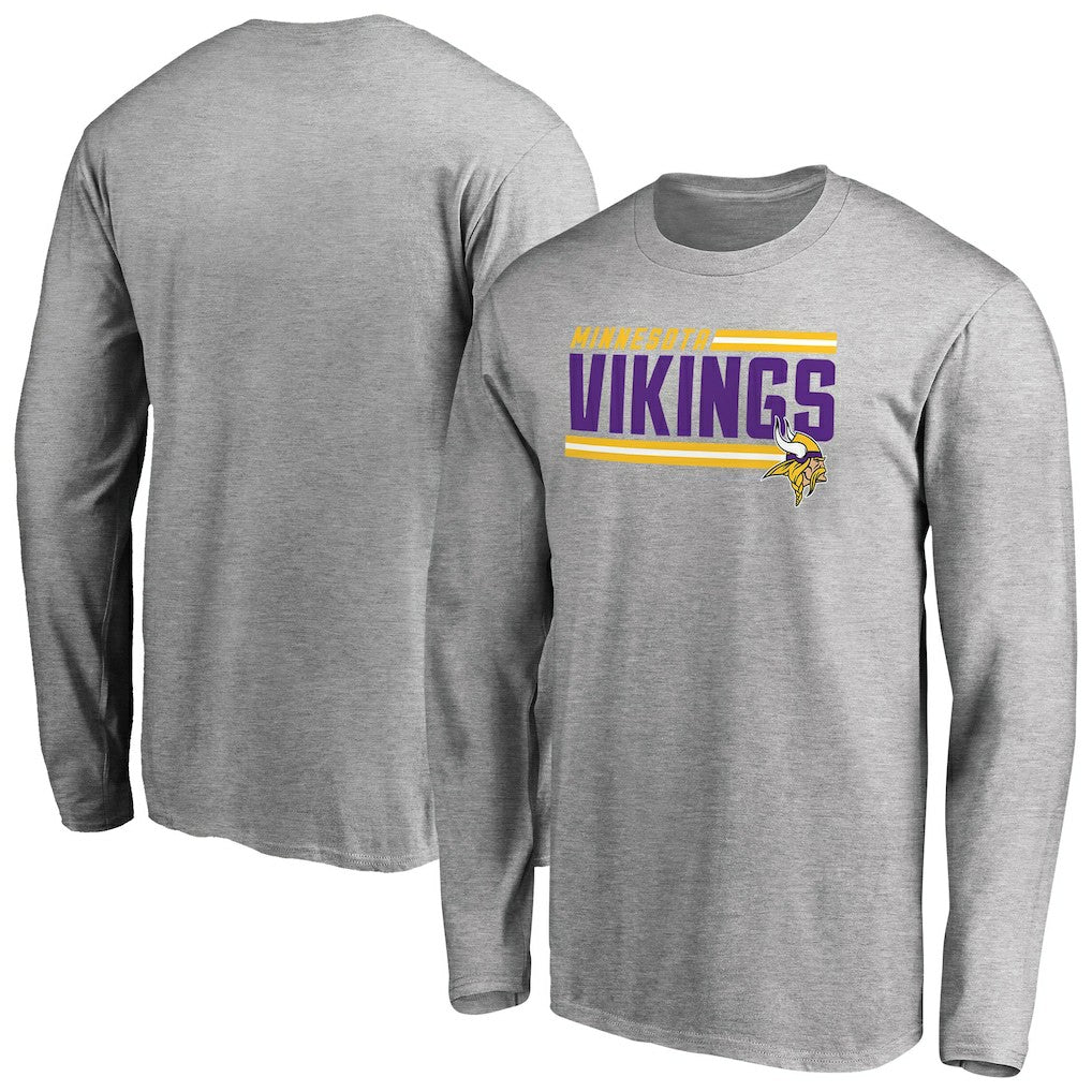 Minnesota Vikings Iconic Collection On Side Stripe Long Sleeve T-Shirt - Ash - NFL