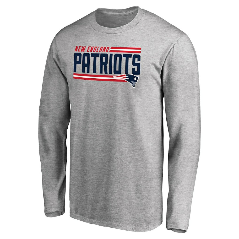 New England Patriots Iconic Collection On Side Stripe Long Sleeve T-Shirt - Ash - NFL