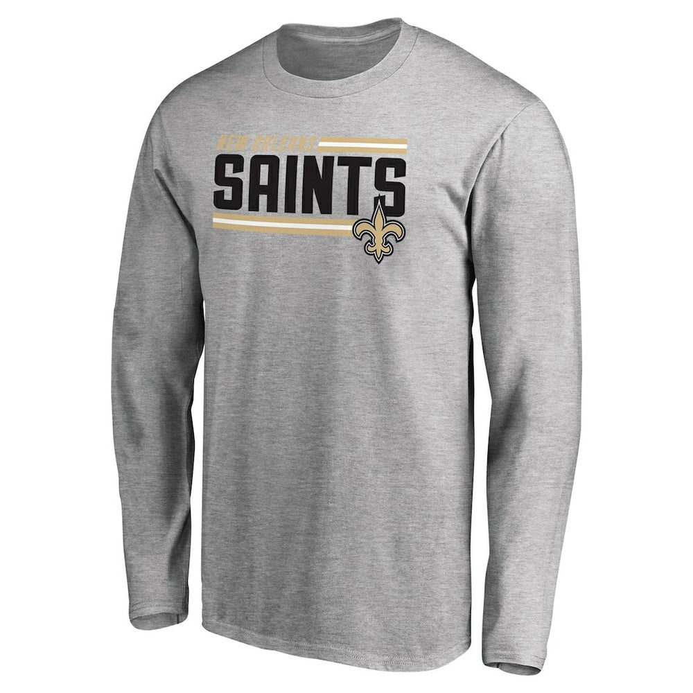 New Orleans Saints Iconic Collection On Side Stripe Long Sleeve T-Shirt - Ash - NFL