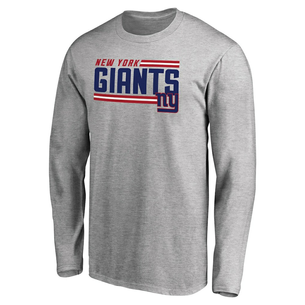 New York Giants Iconic Collection On Side Stripe Long Sleeve T-Shirt - Ash - NFL