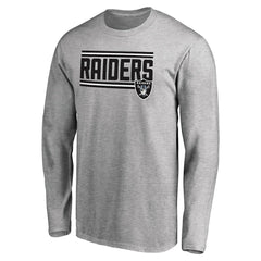 Las Vegas Raiders Iconic Collection On Side Stripe Long Sleeve T-Shirt - Ash - NFL