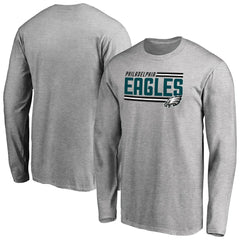 Philadelphia Eagles Iconic Collection On Side Stripe Long Sleeve T-Shirt - Ash - NFL