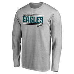 Philadelphia Eagles Iconic Collection On Side Stripe Long Sleeve T-Shirt - Ash - NFL