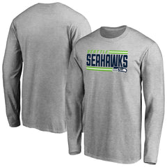 Seattle Seahawks Iconic Collection On Side Stripe Long Sleeve T-Shirt - Ash - NFL