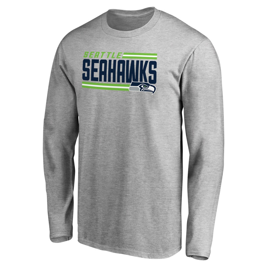 Seattle Seahawks Iconic Collection On Side Stripe Long Sleeve T-Shirt - Ash - NFL