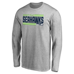 Seattle Seahawks Iconic Collection On Side Stripe Long Sleeve T-Shirt - Ash - NFL