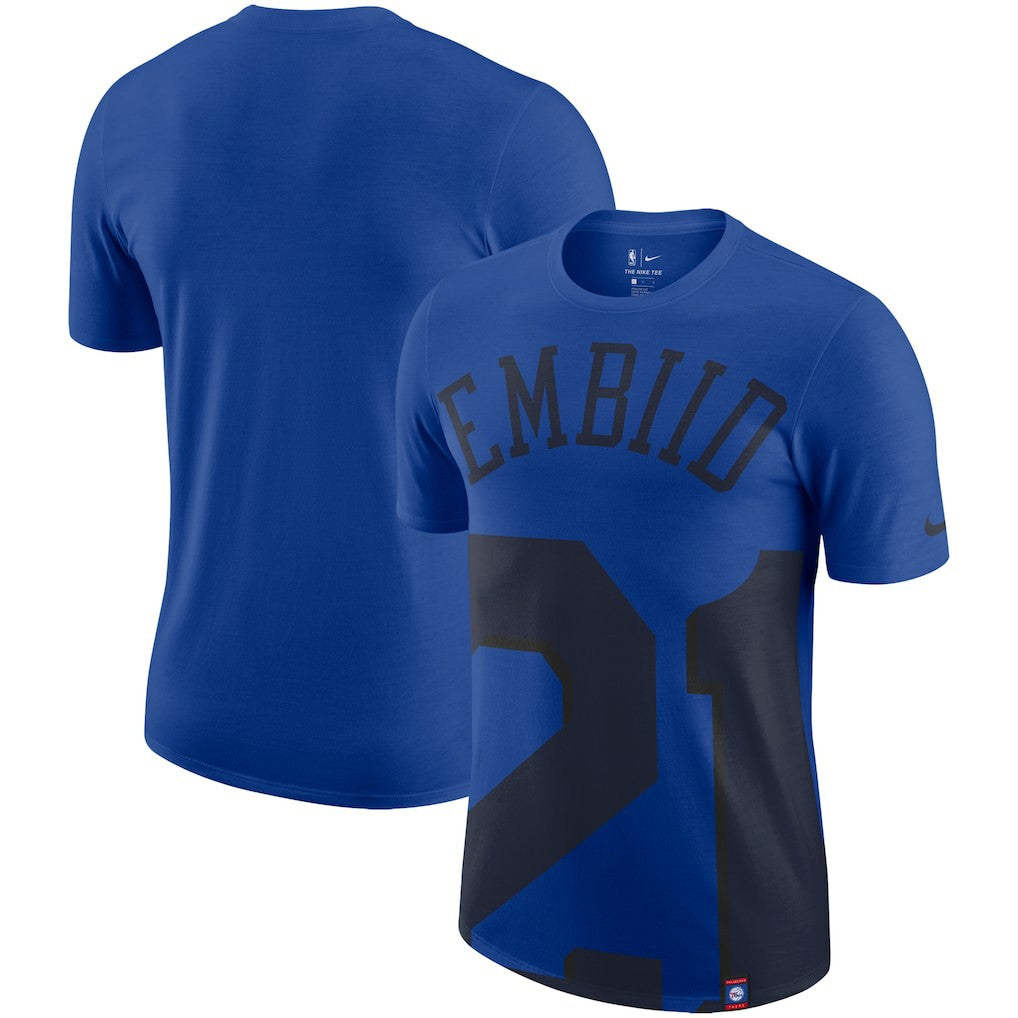 Nike Joel Embiid Philadelphia 76ers Oversized Name & Number T-Shirt Royal