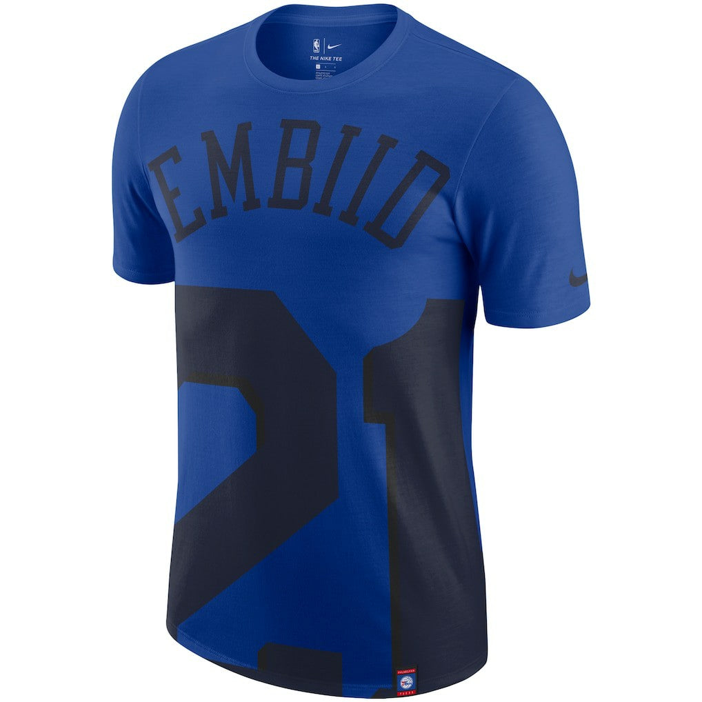 Nike Joel Embiid Philadelphia 76ers Oversized Name & Number T-Shirt Royal