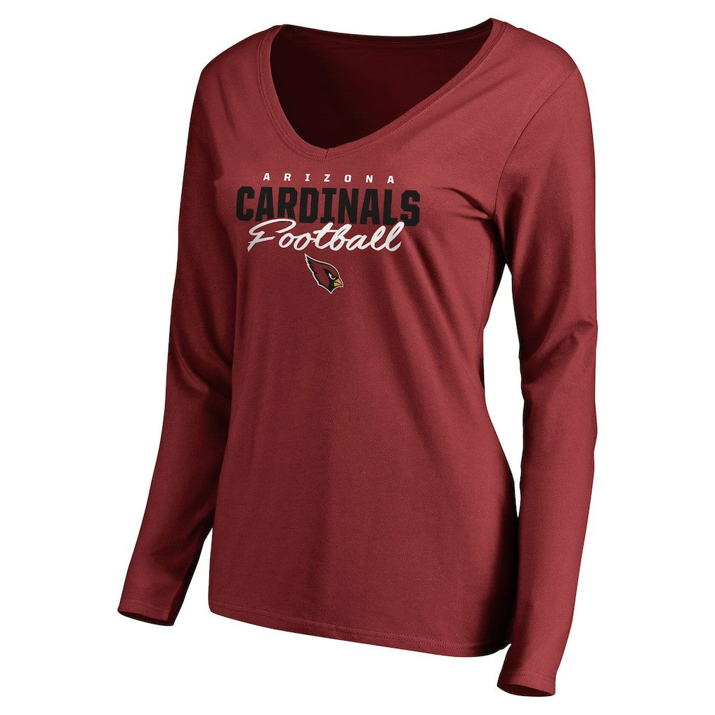 Arizona Cardinals Women's Iconic Collection Script Assist Long Sleeve V-Neck T-Shirt - Cardinal - NFL
