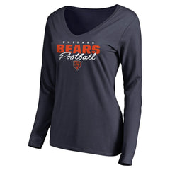 Chicago Bears Women's Iconic Collection Script Assist Long Sleeve V-Neck T-Shirt - Navy - NFL