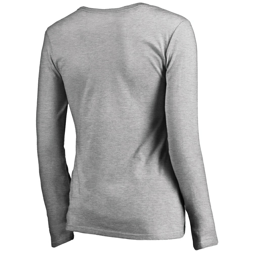 Miami Dolphins Women's Iconic Collection Script Assist Long Sleeve V-Neck T-Shirt - Ash - NFL