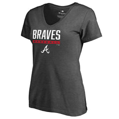 Atlanta Braves Women's Win Stripe V-Neck T-Shirt Outlet