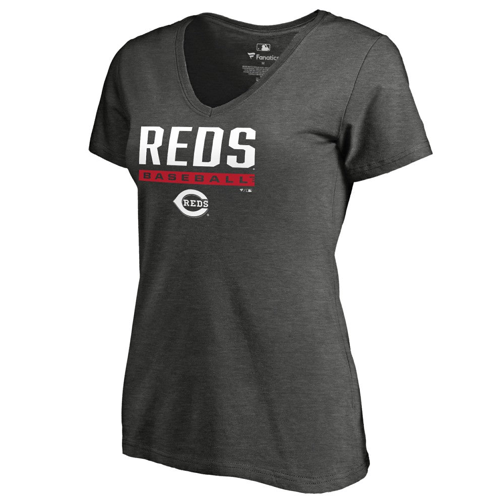 Cincinnati Reds Women's Win Stripe V-Neck T-Shirt for sale