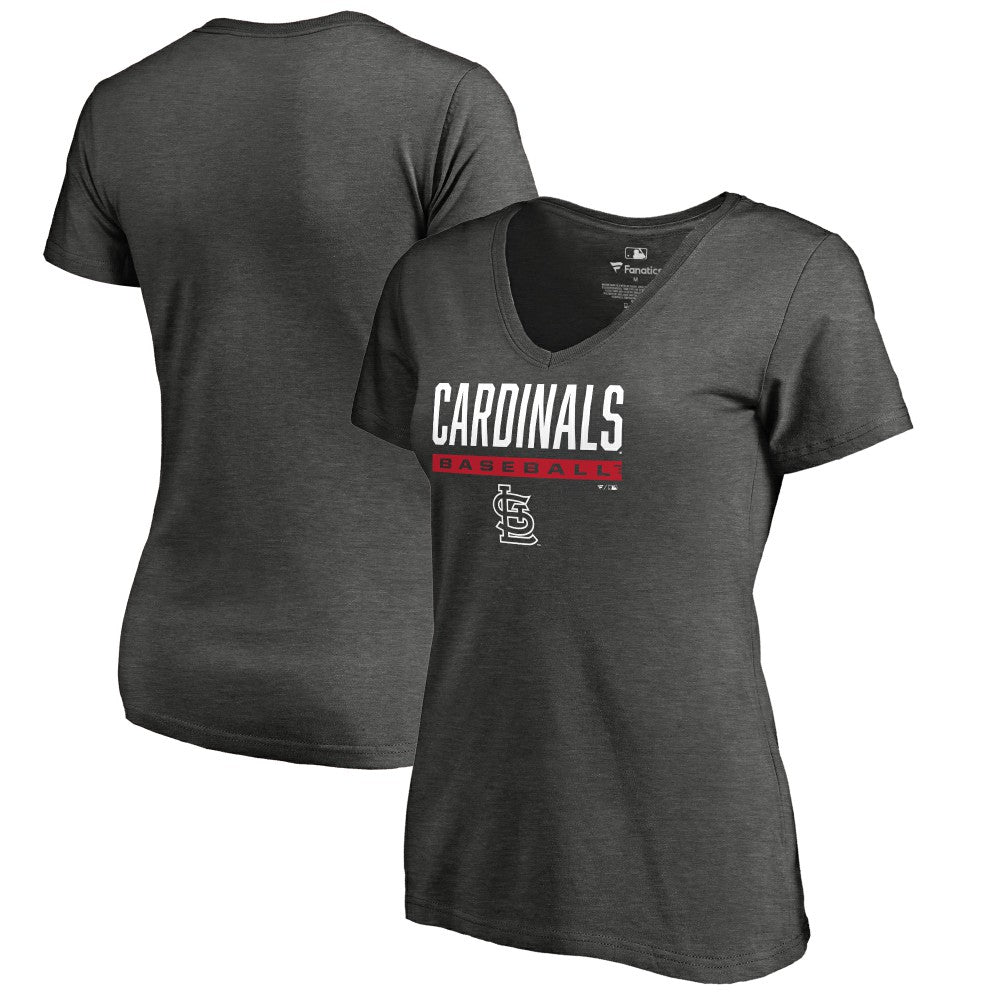 St. Louis Cardinals Women's Win Stripe V-Neck T-Shirt Outlet