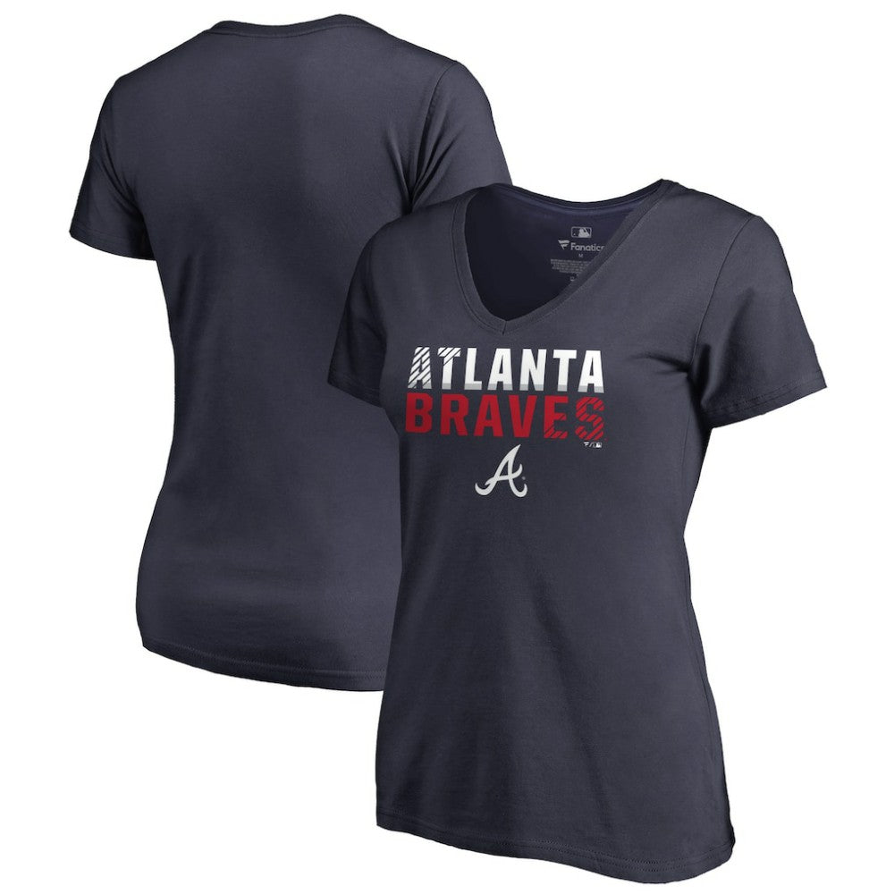 Atlanta Braves Women's Fade Out V-Neck T-Shirt Sale