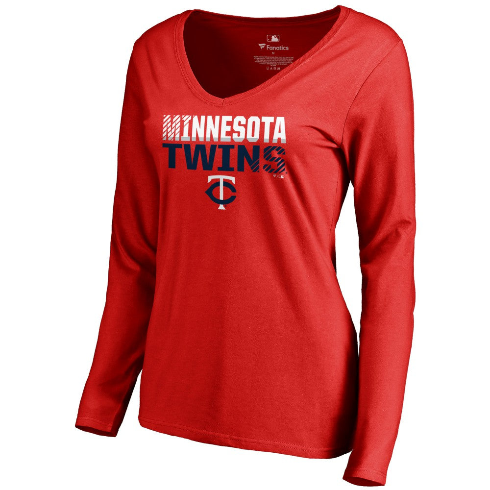 Minnesota Twins Women's Fade Out V-Neck Long Sleeve T-Shirt for sale