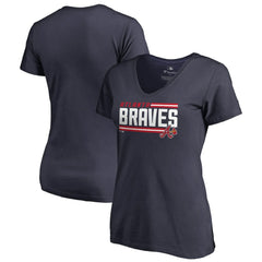 Atlanta Braves Women's Onside Stripe V-Neck T-Shirt Online