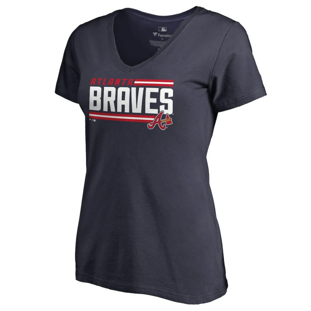 Atlanta Braves Women's Onside Stripe V-Neck T-Shirt Online