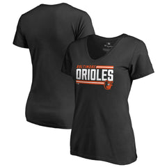 Baltimore Orioles Women's Onside Stripe V-Neck T-Shirt Outlet