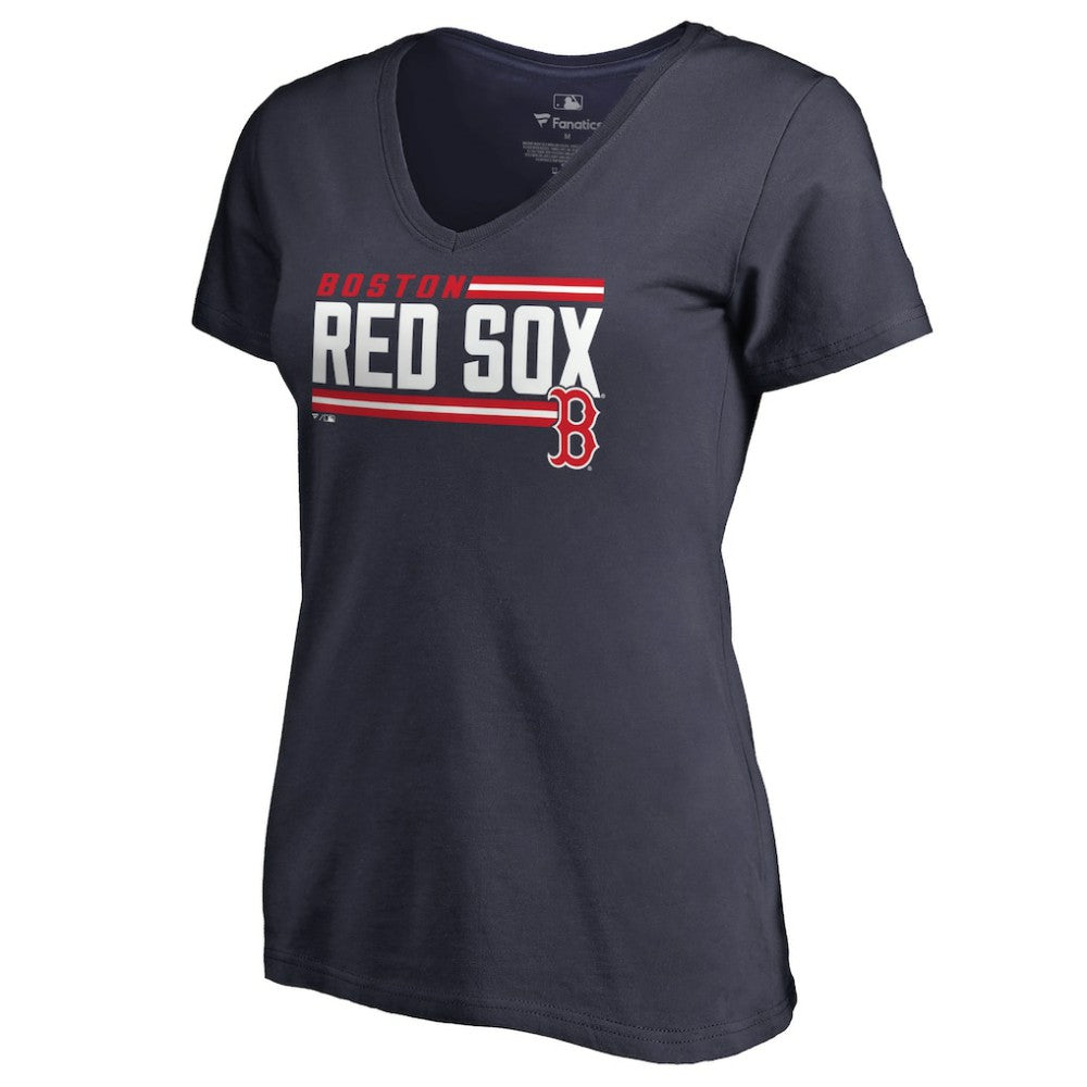 Boston Red Sox Women's Onside Stripe V-Neck T-Shirt Online