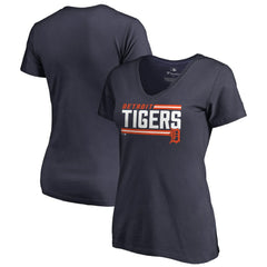 Detroit Tigers Women's Onside Stripe V-Neck T-Shirt Discount