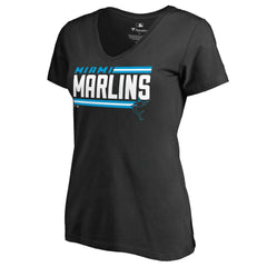 Miami Marlins Women's Onside Stripe V-Neck T-Shirt Near Me