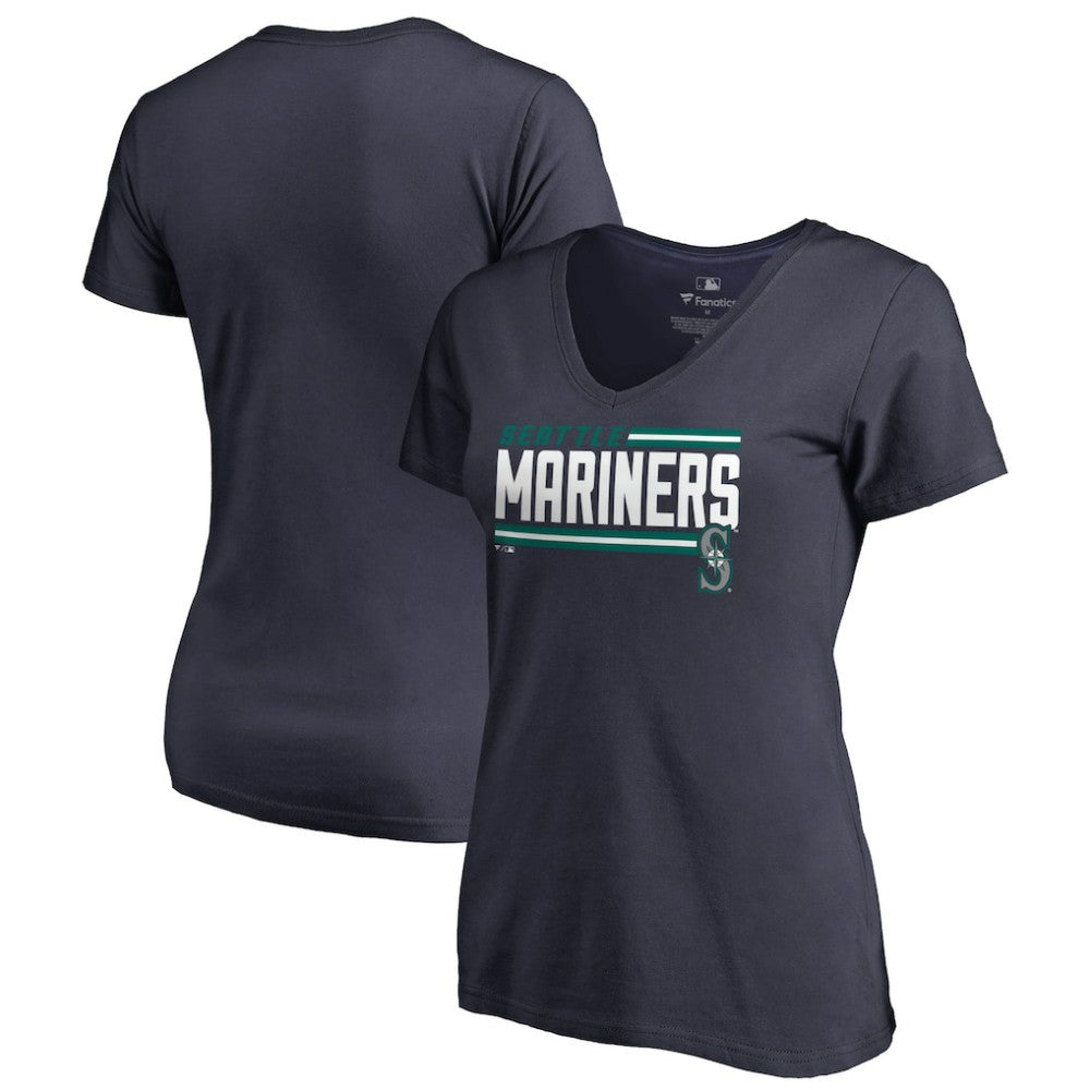Seattle Mariners Women's Onside Stripe V-Neck T-Shirt Online