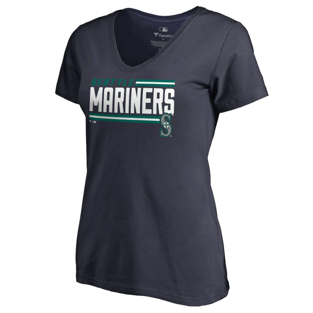 Seattle Mariners Women's Onside Stripe V-Neck T-Shirt Online