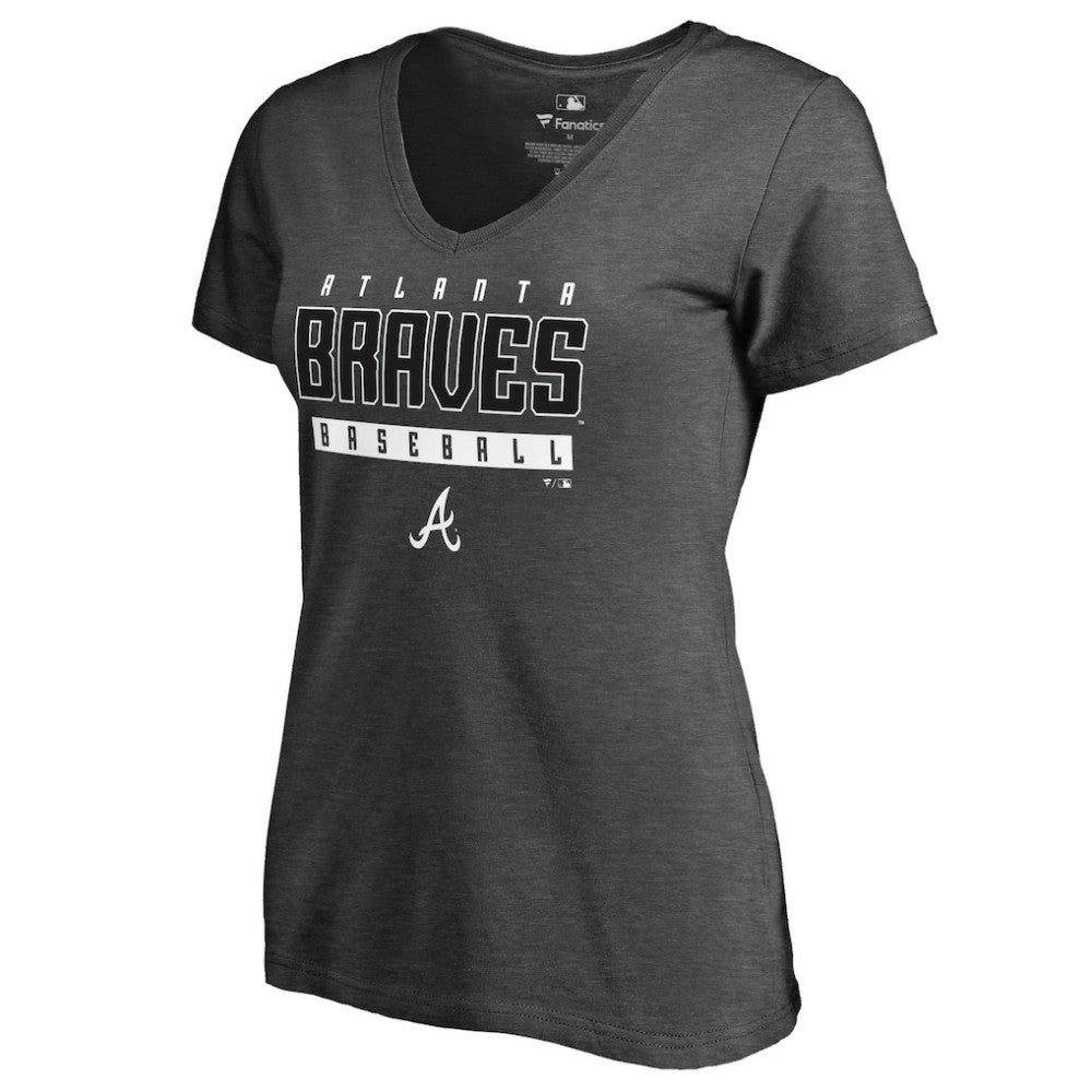 Atlanta Braves Women's Charcoal Stack V-Neck T-Shirt Near Me