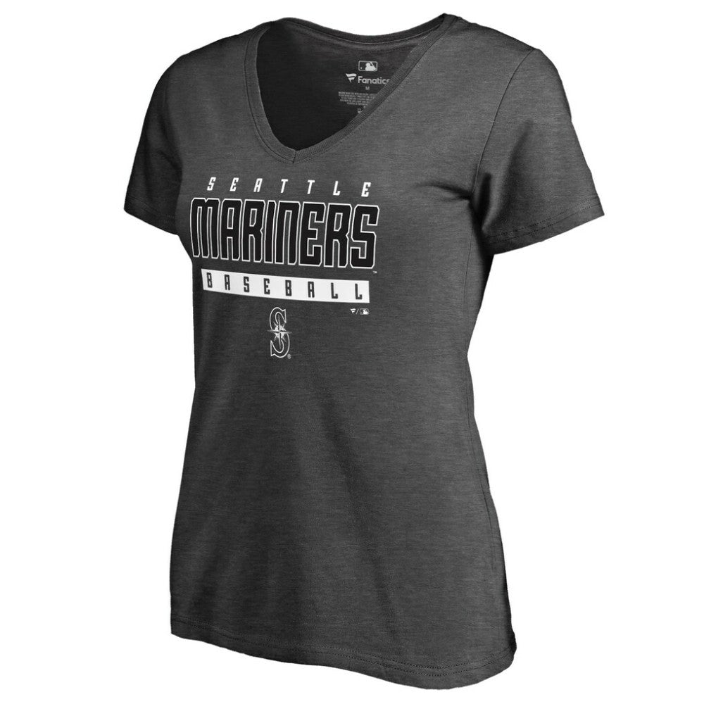 Seattle Mariners Women's Charcoal Stack V-Neck T-Shirt Near Me