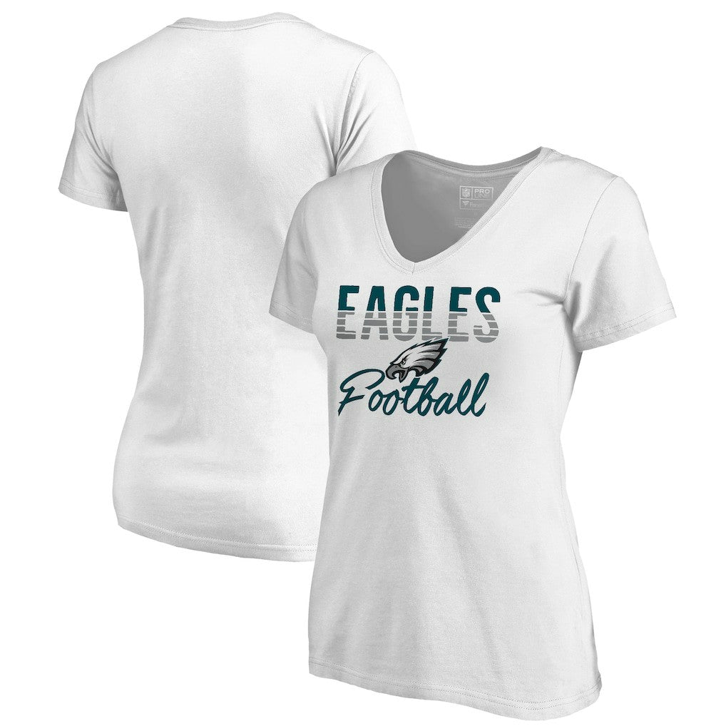 Philadelphia Eagles Women's Free Line V-Neck T-Shirt - White - NFL