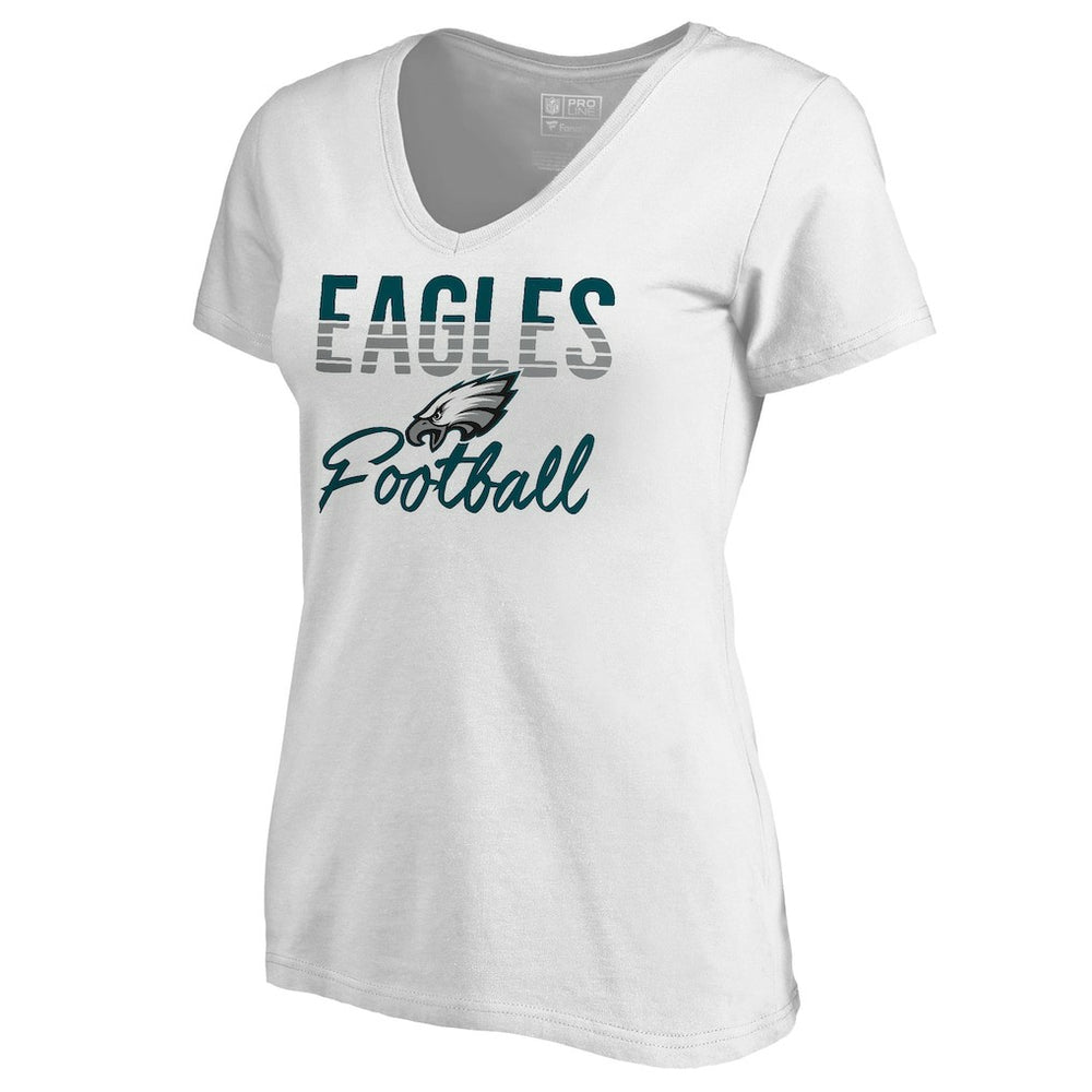 Philadelphia Eagles Women's Free Line V-Neck T-Shirt - White - NFL
