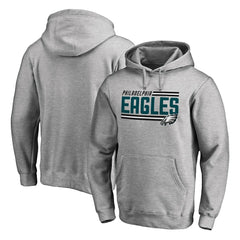Philadelphia Eagles Iconic Collection Onside Stripe Pullover Hoodie - Heathered Gray - NFL