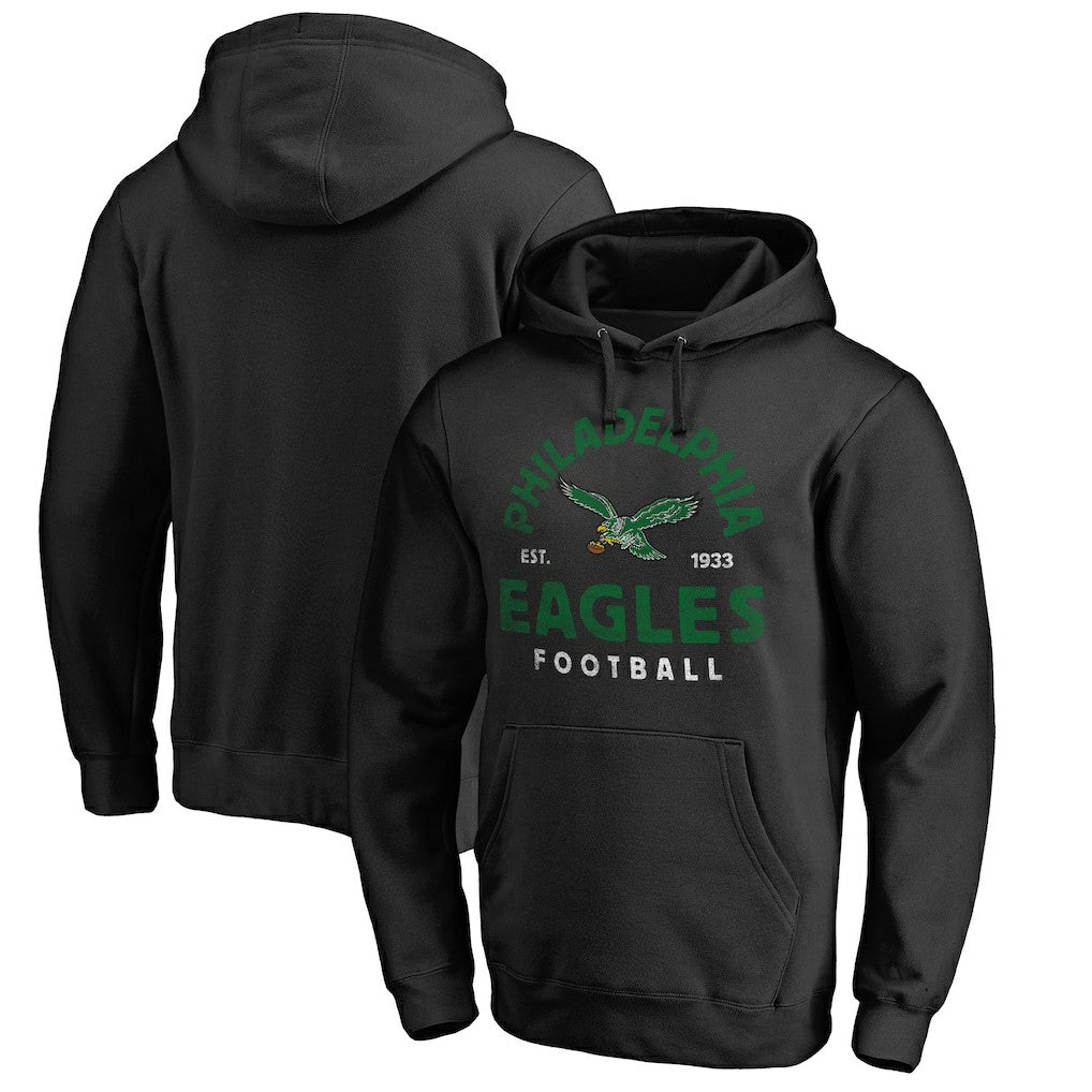 Philadelphia Eagles Timeless Collection Vintage Arch Pullover Hoodie - Black - NFL