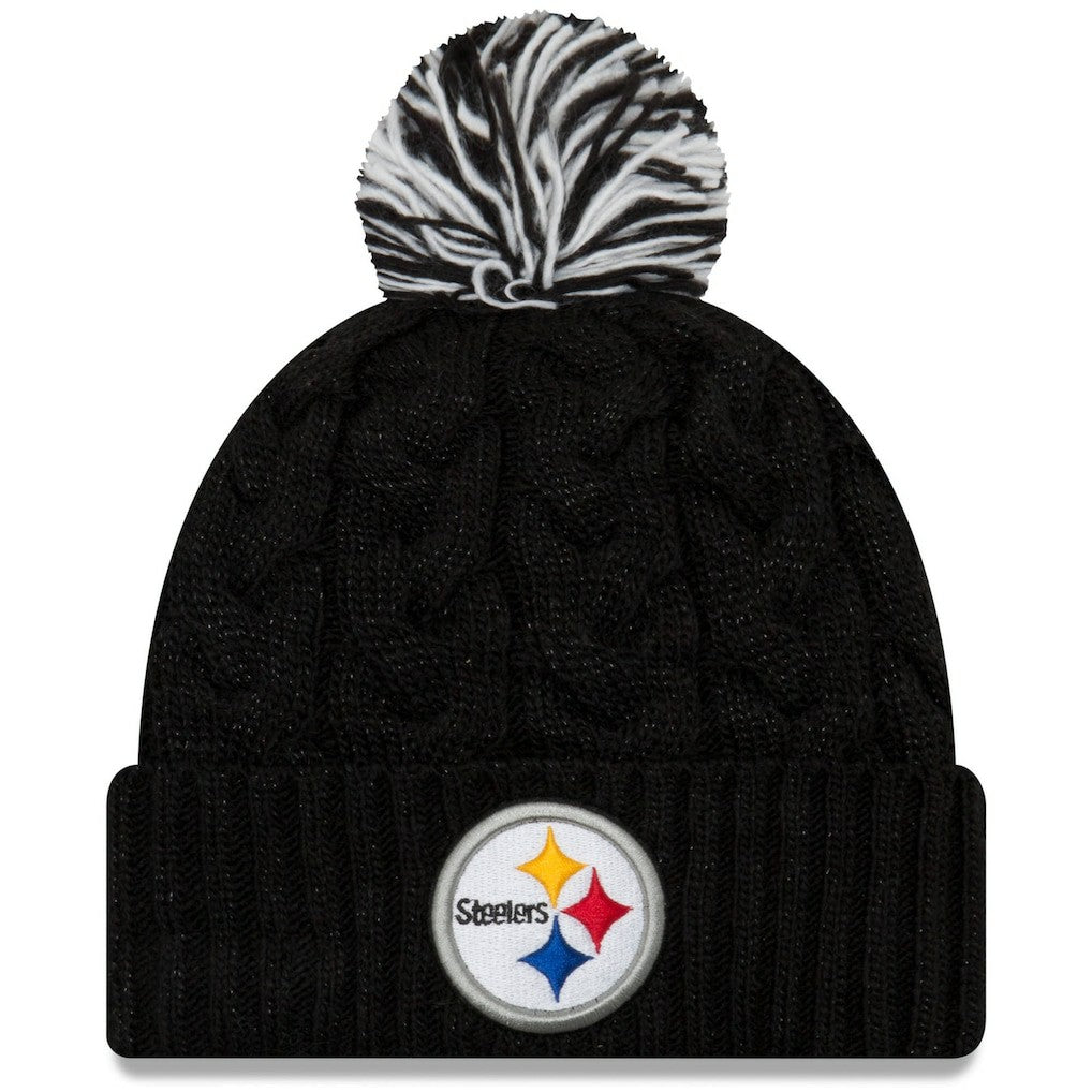 Pittsburgh Steelers New Era Women's Cozy Cable Cuffed Knit Hat - Black - NFL