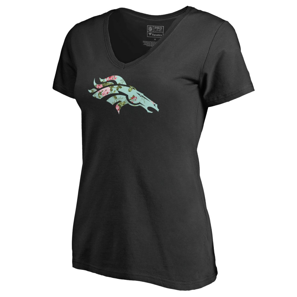 Denver Broncos Women's Lovely V-Neck T-Shirt - Black - NFL